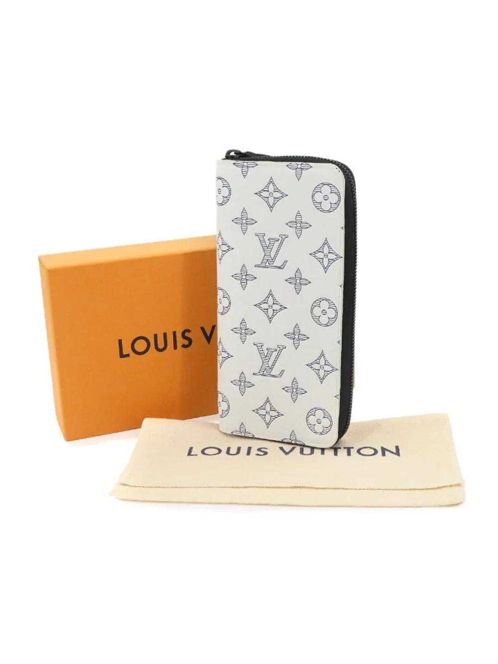Louis Vuitton Monogram Shadow Zippy Wallet Vertical Leather White